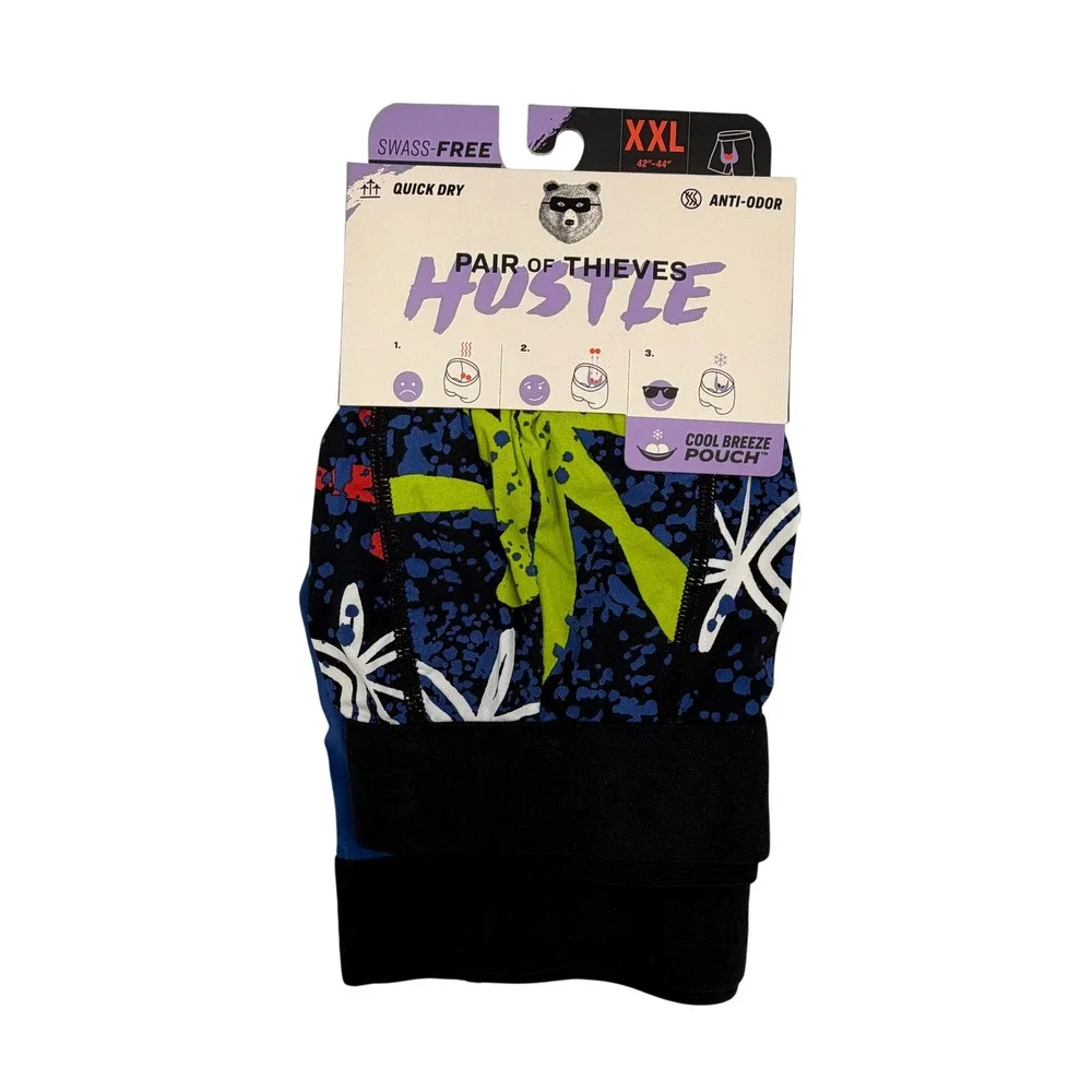 Pair of Thieves Hustle Boxer Briefs XXL Blue Floral NEW 2 Pack Quick Dry